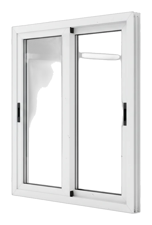 Ventana corrediza de aluminio blanco de dos hojas